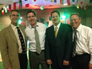 Attorney Michael Sussen (left), Michael J. Dennin (second to left), Attorney Joseph Urban (third), Joseph Dennin (right)